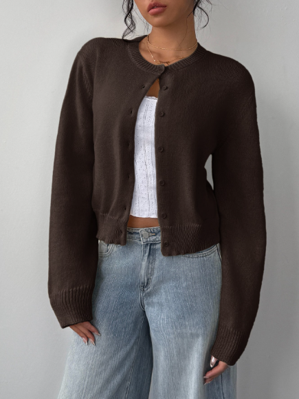 Women's Dark Brown Knit Cardigan