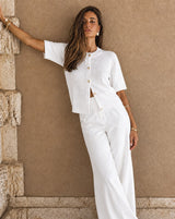 Cardigã Francês Minimalista Branco Feminino