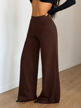 High-Waist Gold Button Wide-Leg Trousers — Power Dressing Redefined