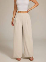 Elastic-Waist Pleated Wide-Leg Trousers — Effortless Everyday Chic