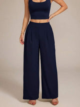 Elastic-Waist Pleated Wide-Leg Trousers — Effortless Everyday Chic