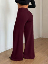 High-Waist Gold Button Wide-Leg Trousers — Power Dressing Redefined