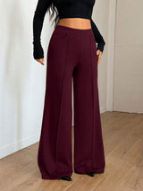 High-Waist Gold Button Wide-Leg Trousers — Power Dressing Redefined