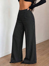 High-Waist Gold Button Wide-Leg Trousers — Power Dressing Redefined