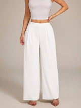Elastic-Waist Pleated Wide-Leg Trousers — Effortless Everyday Chic