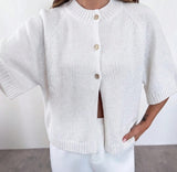 Cardigã Francês Minimalista Branco Feminino